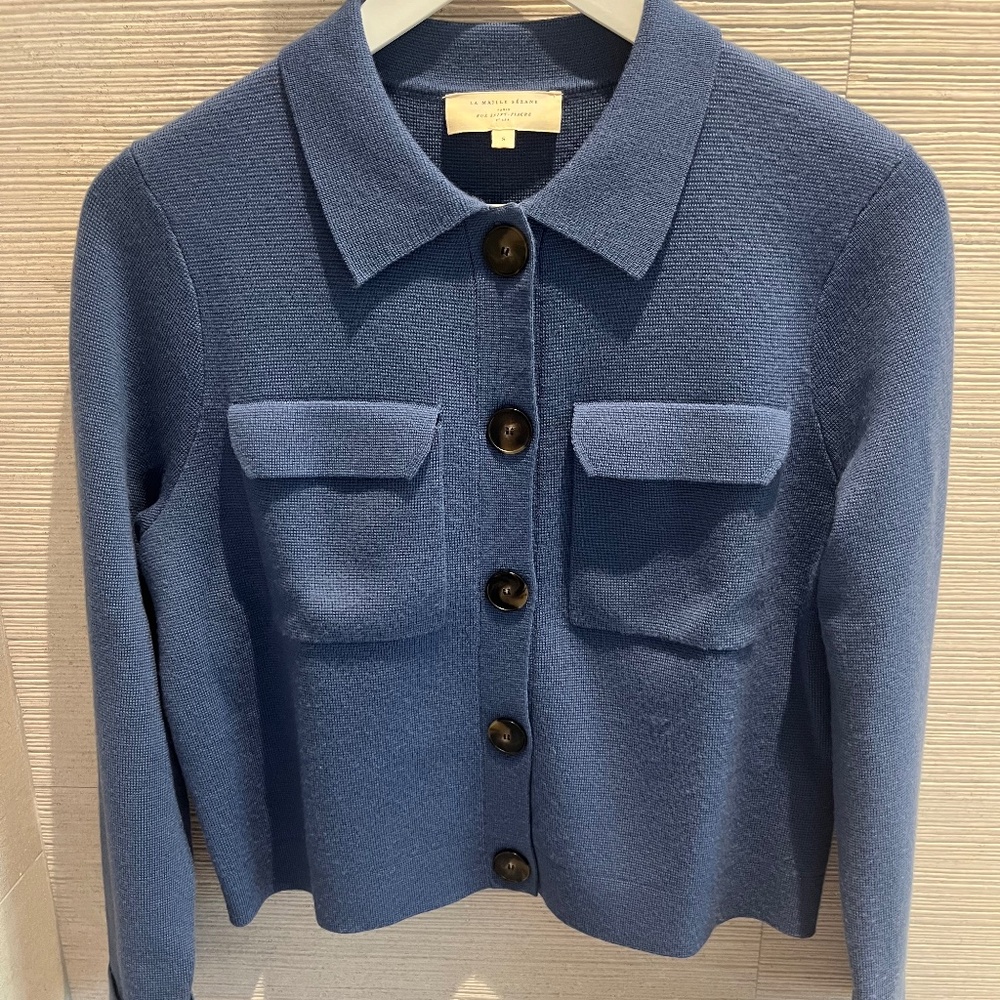 Sezane Blue Women's Cardigan Sweater